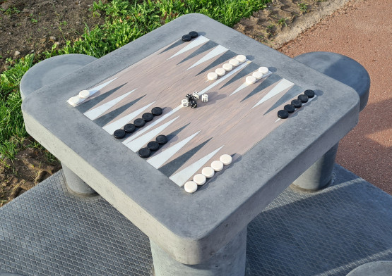 Backgammon Anthrazit-Beton für 4 Personen