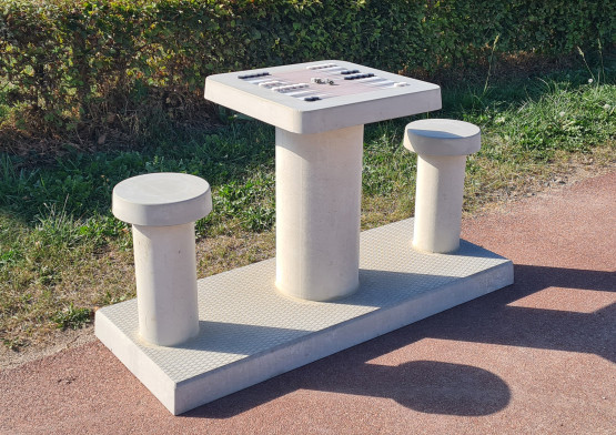 Backgammon Tisch Naturel-Beton für 2 Personen