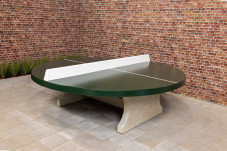 Table de ping-pong ronde en une seule pièce de béton, couleur verte