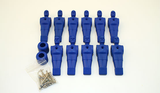 Blaues Set 11 Spielfiguren für ein Tischfußballspiel mit 16 mm Stangen