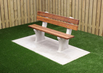 Banc de Parc en béton avec assise et dossier en bambou