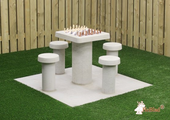 Spieltisch Schach Beton Naturell für 4 Personen